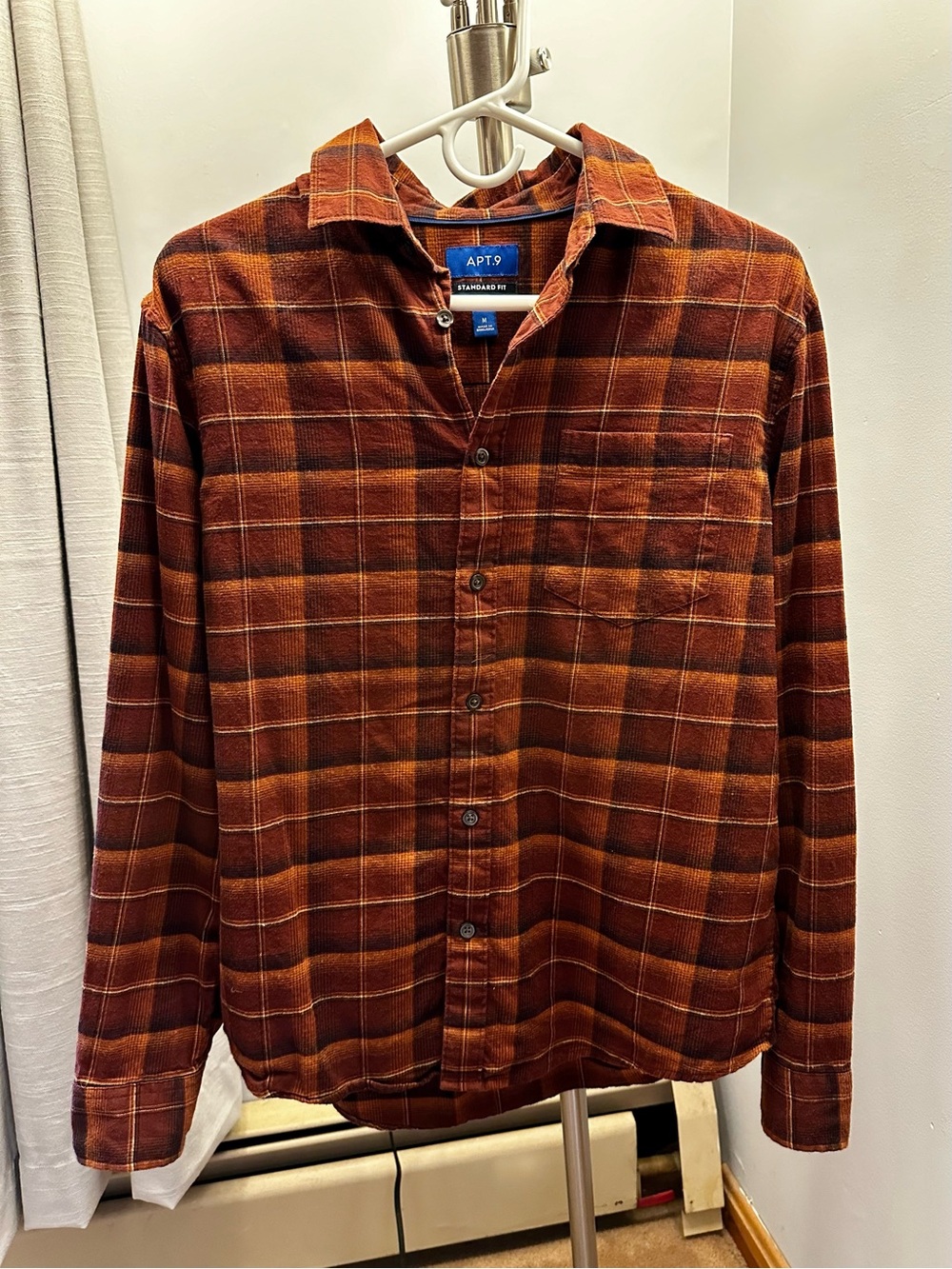Men's Rust Plaid Button-Up Shirt